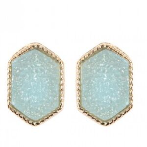 2/$15 - Turquoise Druzy Hexagon Post Earring